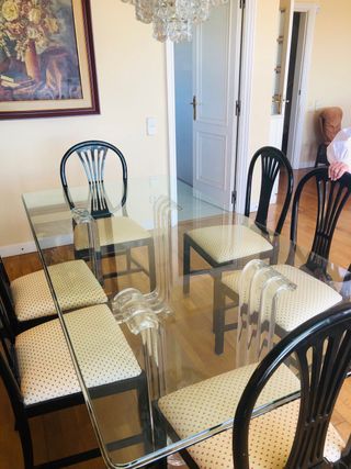 Mesa de cristal y 6 sillas vintage