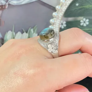 Anillo de acero inoxidable con Labradorita natural