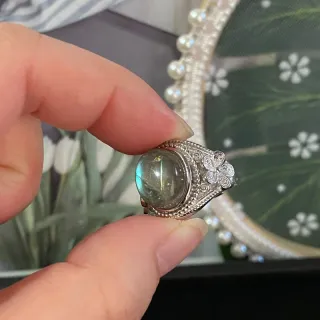 Anillo de acero inoxidable con Labradorita natural