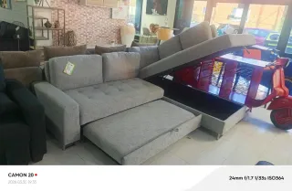Sofá Cama Chaise Longue Gris