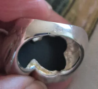 Anillo Oso Negro y Plateado