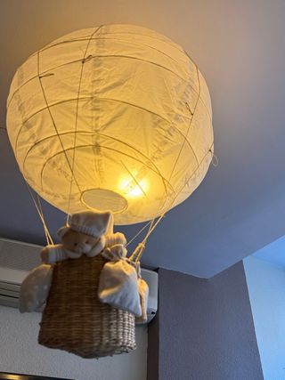 Pantalla de lámpara globo aerostático mimbre-papel