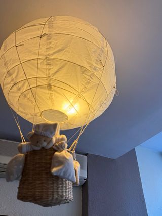 Pantalla de lámpara globo aerostático mimbre-papel