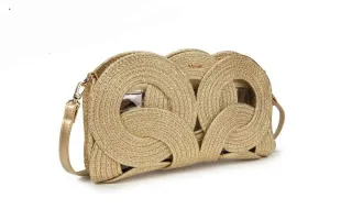 Bolso rafia dorado trenzado