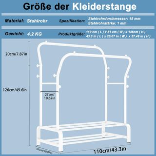 Perchero Zapatero Doble Barra Blanco