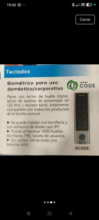 Teclado Biométrico Remock Code RFID