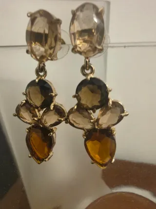 Pendientes ámbar y dorados