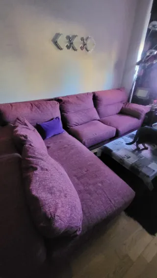 Sofá modular rosa/morado de tela