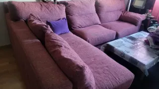 Sofá modular rosa/morado de tela