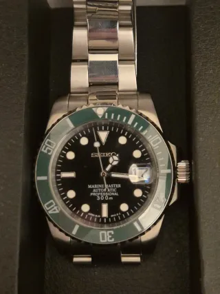 Seiko Mod Rolex Submariner Negro/Verde