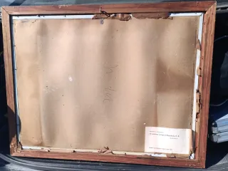 2 Cuadros antiguo del puerto de málaga y flores