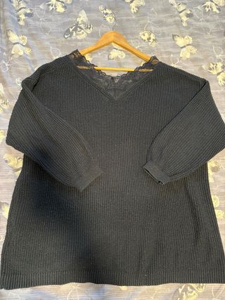 Maglione donna pizzo nero taglia unica