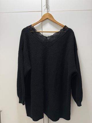 Maglione donna pizzo nero taglia unica