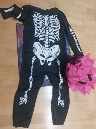 Disfraz esqueleto rosa talla infantil