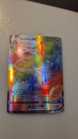 Pack 2 Cartas Pokémon Snorlax VMAX y Rainbow