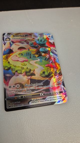 Pack 2 Cartas Pokémon Snorlax VMAX y Rainbow