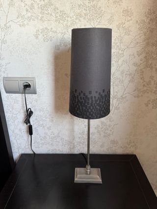 Juego 2 Lámparas Mesita Noche Tela Metal