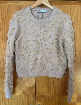 Jersey Zara volantes y brillo Talla M