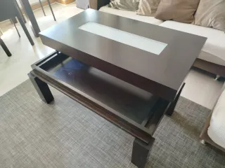Mesa de centro madera elevable con cristal