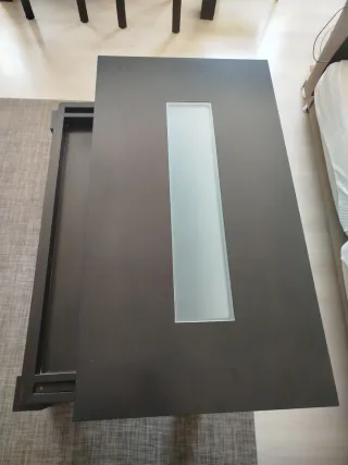 Mesa de centro madera elevable con cristal