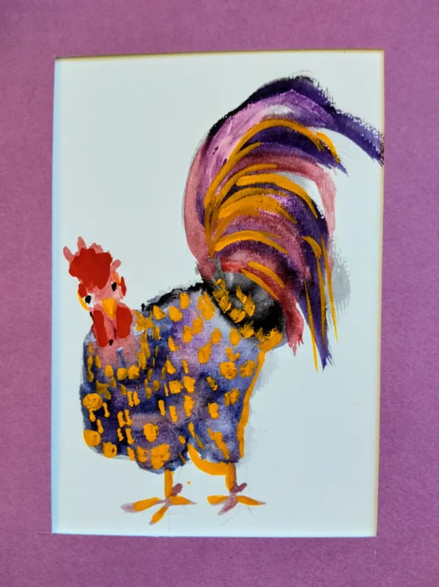 Acuarela Pintura Gallo Acuarela