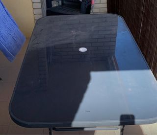 Mesa de exterior cristal y metal