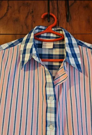 Camisa Stradivarius Rayas Rosas y Azules