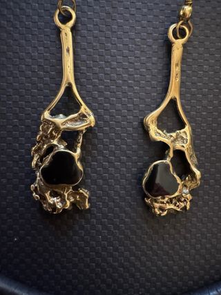 Pendientes Vintage Años 80 Modernista Negro/Dorado
