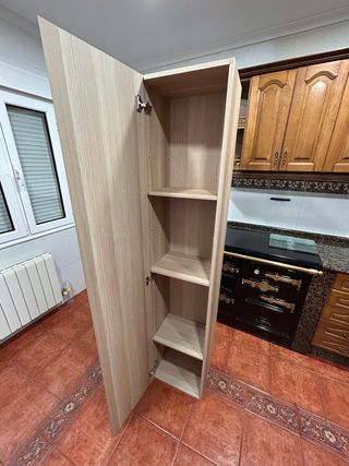 Armario baño madera claro Ikea, efecto roble