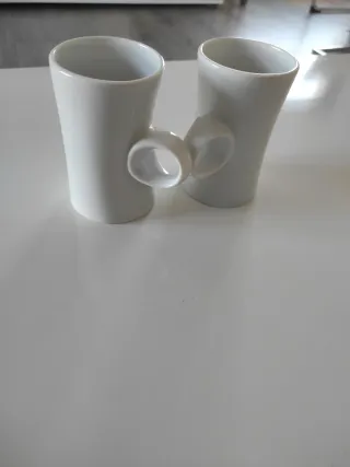 Juego de 2 tazas de cerámica blancas