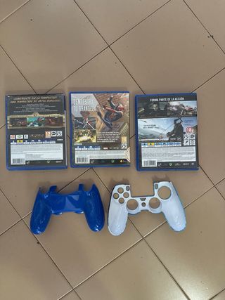 Juegos PS4 + Carcasa Mando Azul