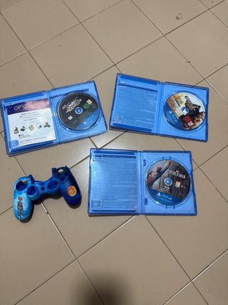 Juegos PS4 + Carcasa Mando Azul