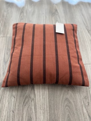 Funda cojín algodón rayas bicolor marrón