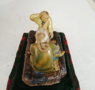 Antigua Figura China Mudman - Sabios Jugando Go