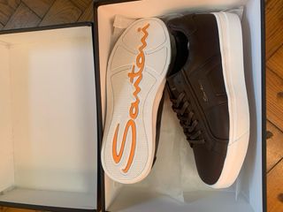 Santoni Sapatos Castanhos e Brancos