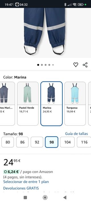 Peto de lluvia impermeable azul