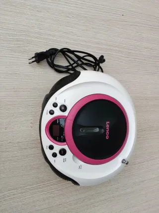 Radio CD Lenco Blanca y Rosa