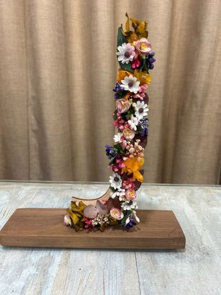 Letras decorativas flores preservadas
