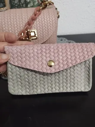 Conjunto Bolso +Monedero Piel efecto Trenzado