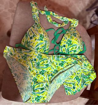 Bikini estampado verde y amarillo