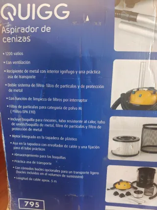 Aspirador cenizas Quigg sin estrenar