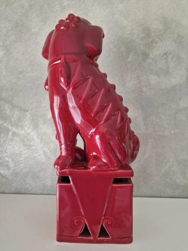 Perro Foo Cerámica Manises Burdeos