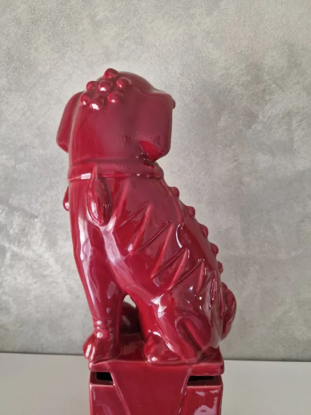 Perro Foo Cerámica Manises Burdeos