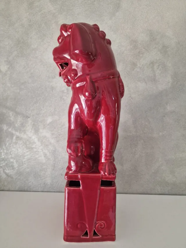 Perro Foo Cerámica Manises Burdeos