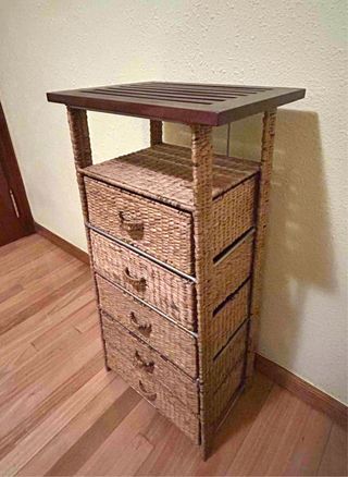 Mueble Cajonera Mimbre y Madera