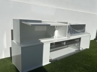 Mueble TV modular 3 piezas blanco/gris