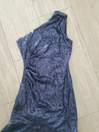 Vestido largo fiesta lentejuelas azul