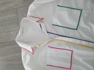 Camisa Uterqüe Mujer Multicolor Blanca