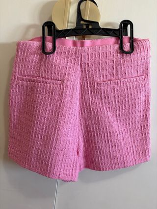Falda pantalón Zara rosa tweed