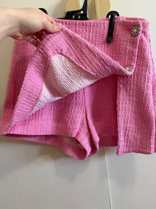 Falda pantalón Zara rosa tweed